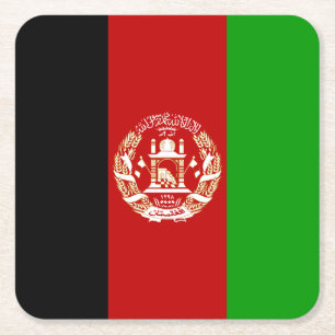 Patriotic Afghanistan Flag Square Paper Coaster