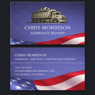 Patriotic Aggregate Delivery Service Truck Business Card