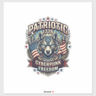 Patriotic Ai Freedom Wolf Cyberpunk Future Freedom