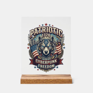 Patriotic Ai Freedom Wolf Cyberpunk Future Freedom Acrylic Sign