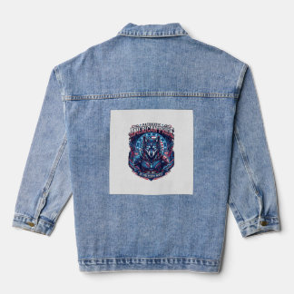 Patriotic Ai Freedom Wolf Cyberpunk Future Freedom Denim Jacket