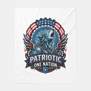 Patriotic Ai Freedom Wolf Cyberpunk Future Freedom Fleece Blanket