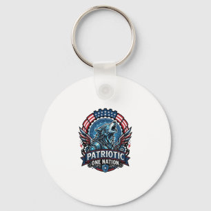 Patriotic Ai Freedom Wolf Cyberpunk Future Freedom Key Ring