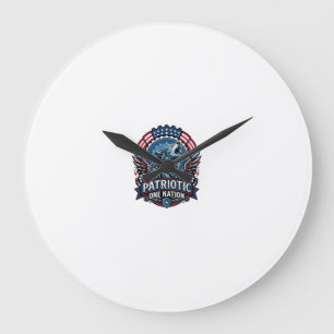 Patriotic Ai Freedom Wolf Cyberpunk Future Freedom Large Clock