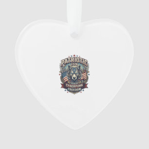 Patriotic Ai Freedom Wolf Cyberpunk Future Freedom Ornament