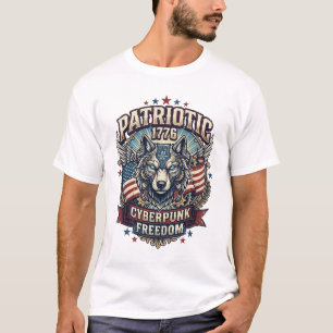 Patriotic Ai Freedom Wolf Cyberpunk Future Freedom T-Shirt