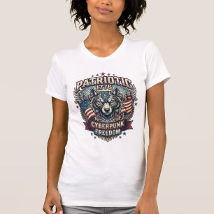 Patriotic Ai Freedom Wolf Cyberpunk Future Freedom T-Shirt