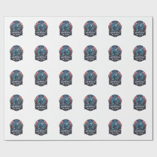 Patriotic Ai Freedom Wolf Cyberpunk Future Freedom Wrapping Paper