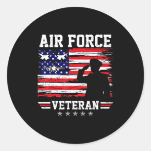 Patriotic air force veteran usaf flag american classic round sticker