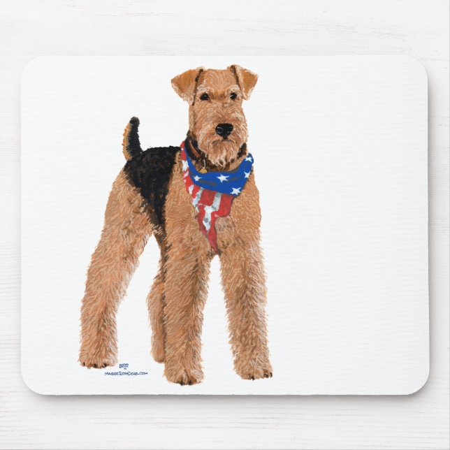 Patriotic Airedale Terrier Mouse Pad (Front)