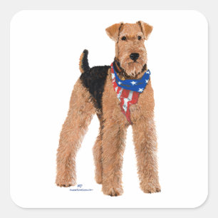 Patriotic Airedale Terrier Square Sticker