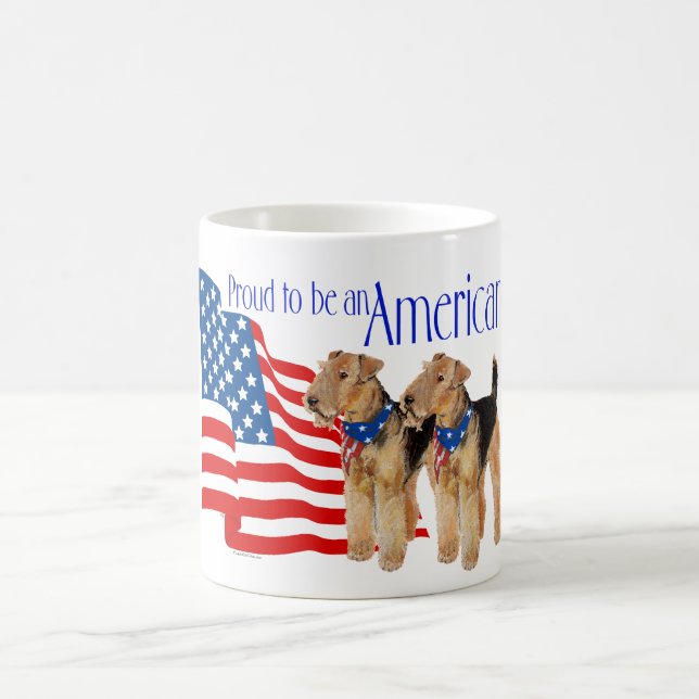 Patriotic Airedale Terriers Coffee Mug (Center)