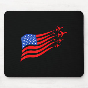 Patriotic Airplane American Flag Usa Artwork Mouse Pad