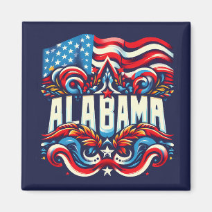 Patriotic Alabama Abstract Decorative Design Magnet