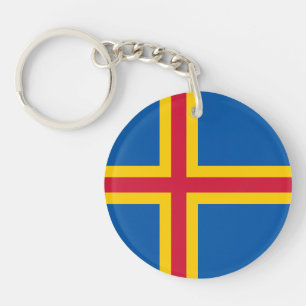 Patriotic Åland Islands Flag Key Ring