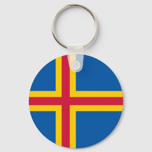 Patriotic Åland Islands Flag Key Ring