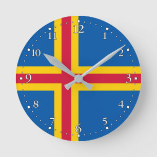 Patriotic Åland Islands Flag Round Clock
