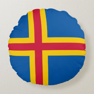 Patriotic Åland Islands Flag Round Cushion