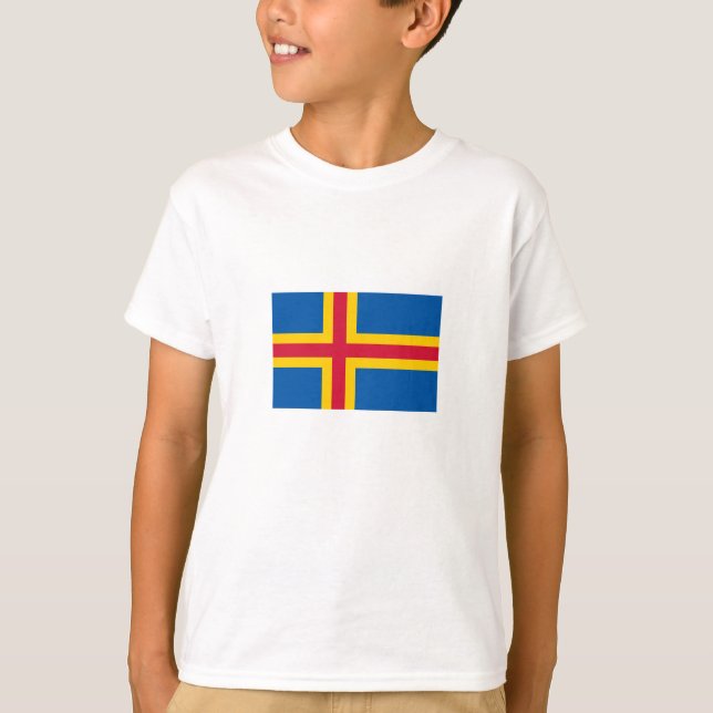 Patriotic Åland Islands Flag T-Shirt (Front)