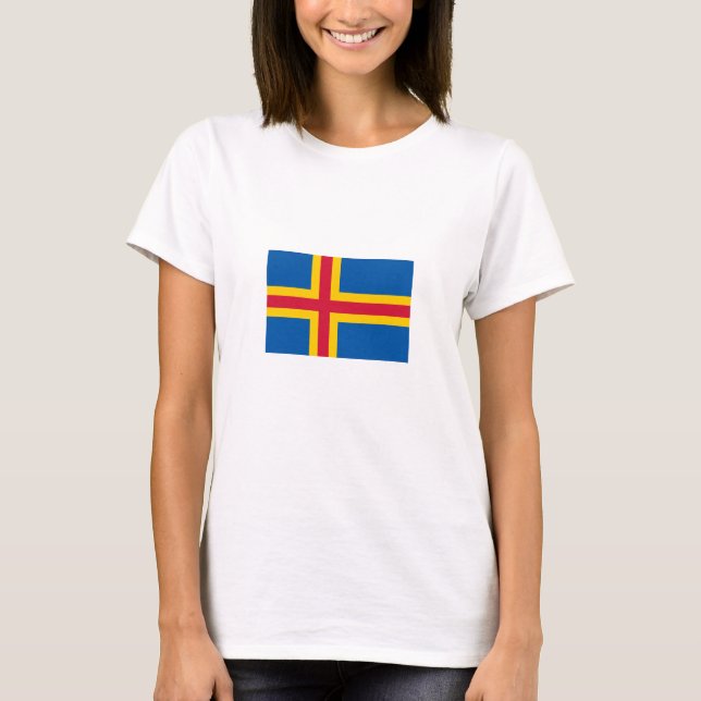 Patriotic Åland Islands Flag T-Shirt (Front)