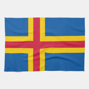 Patriotic Åland Islands Flag Tea Towel