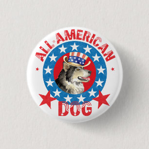 Patriotic Alaskan Malemute 3 Cm Round Badge