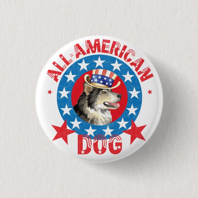 Patriotic Alaskan Malemute 3 Cm Round Badge (Front)