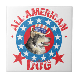 Patriotic Alaskan Malemute Tile
