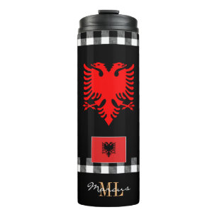 Patriotic Albania travel Mug, Albanian Flag Thermal Tumbler