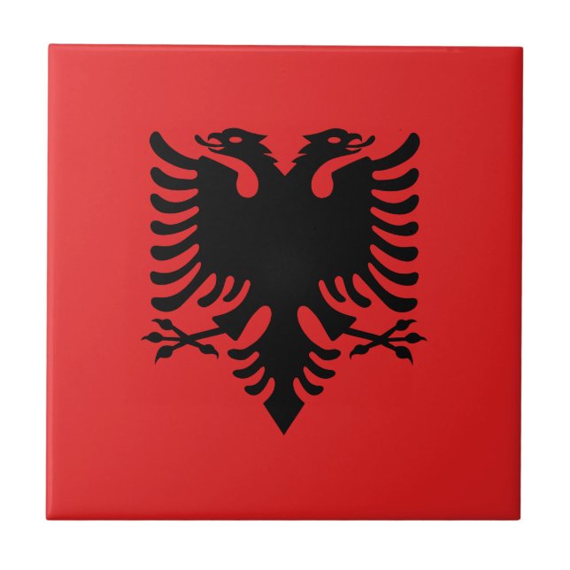 Patriotic Albanian Flag Ceramic Tile (Front)