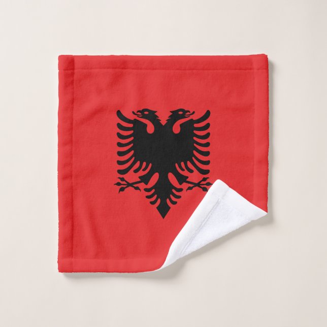 Patriotic Albanian Flag Wash Cloth (Wash Cloth)