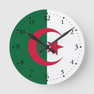 Patriotic Algerian Flag Round Clock