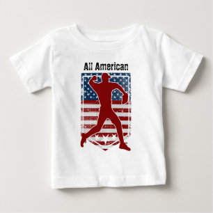 Patriotic All-American Baseball Vintage Distressed Baby T-Shirt