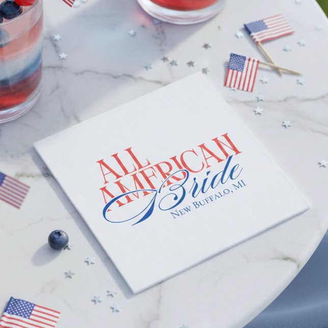 Patriotic All American Bride Bachelorette Napkin (Patriotic All American Bride Bachelorette Napkins)