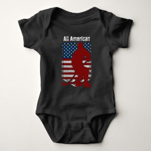 Patriotic All-American Hockey Vintage Distressed Baby Bodysuit