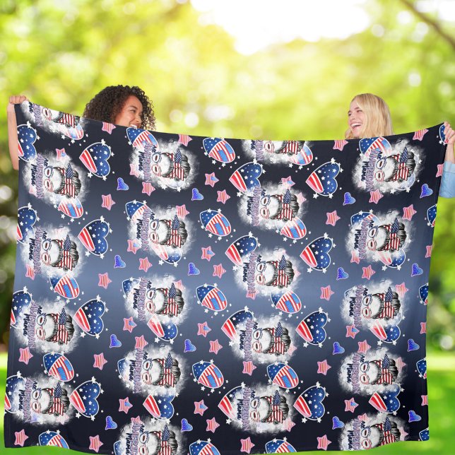 Patriotic All American Mama Messy Bun Fleece Blanket (Creator Uploaded)