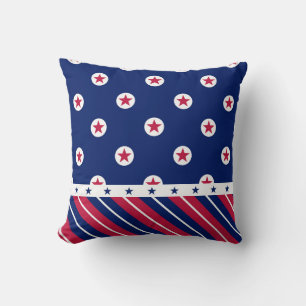 Patriotic All Stars Stripes Red White Blue USA Cushion