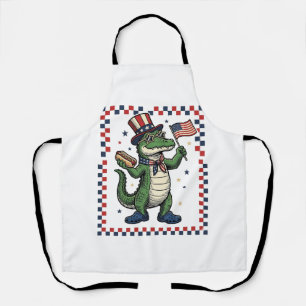 Patriotic Alligator Hot Dog Flag Vintage Shirt Des Apron
