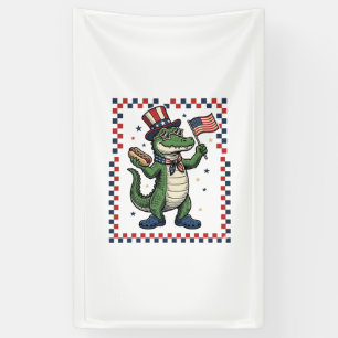 Patriotic Alligator Hot Dog Flag Vintage Shirt Des Banner