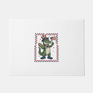 Patriotic Alligator Hot Dog Flag Vintage Shirt Des Doormat