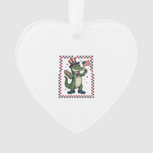 Patriotic Alligator Hot Dog Flag Vintage Shirt Des Ornament