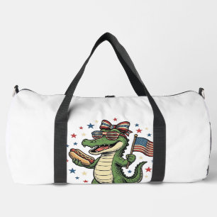 Patriotic Alligator Hot Dog Vintage Vector Shirt ( Duffle Bag