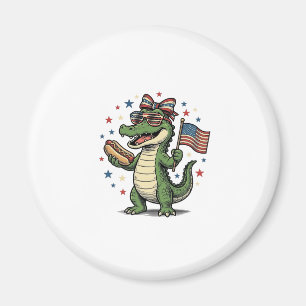 Patriotic Alligator Hot Dog Vintage Vector Shirt ( Magnet