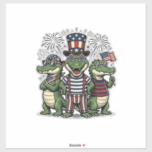 Patriotic Alligator Trio Vintage Fourth of July Sh