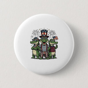 Patriotic Alligator Trio Vintage Fourth of July Sh 6 Cm Round Badge