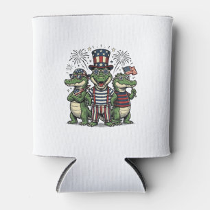 Patriotic Alligator Trio Vintage Fourth of July Sh Can Cooler