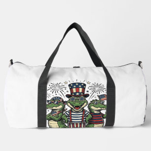 Patriotic Alligator Trio Vintage Fourth of July Sh Duffle Bag