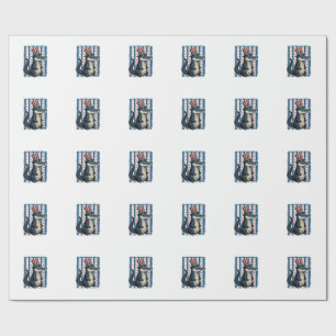Patriotic Alligator Vintage Engraving Shirt Design Wrapping Paper