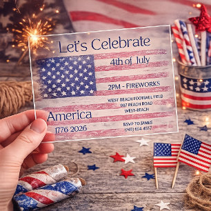 Patriotic America 1776 - 2026 Flag Celebration Acrylic Invitations