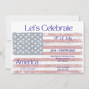 Patriotic America 1776 - 2026 Flag Celebration Invitation